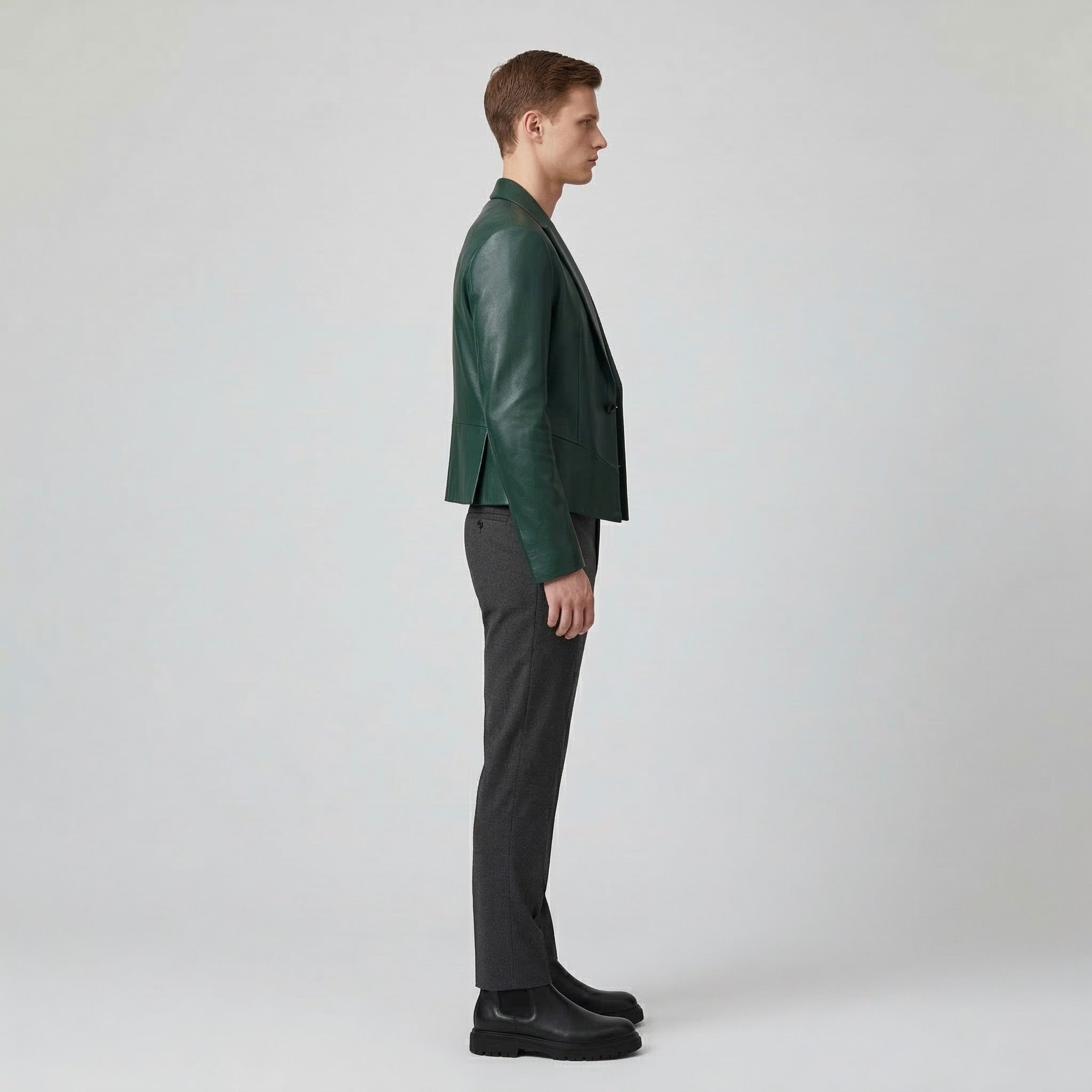 Men's Cropped Faux-Leather Blazer