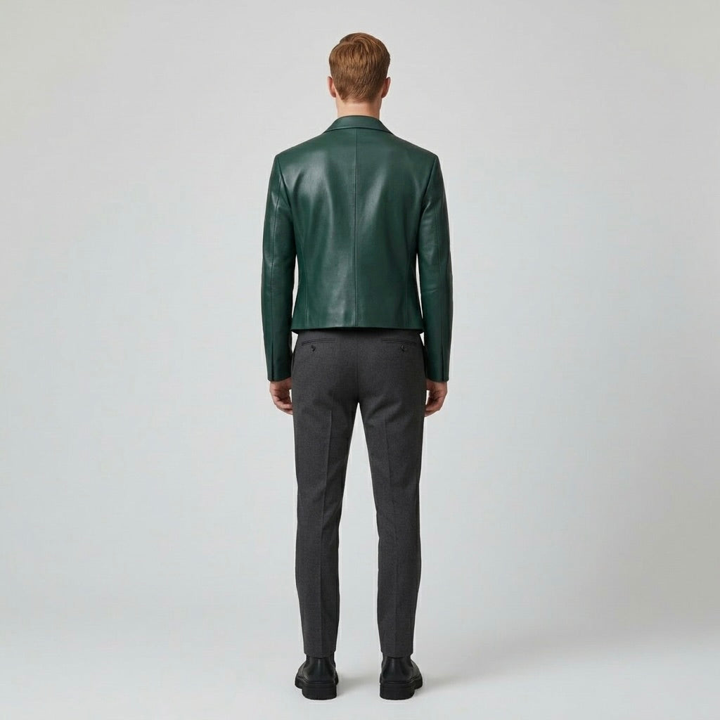 Men's Cropped Faux-Leather Blazer