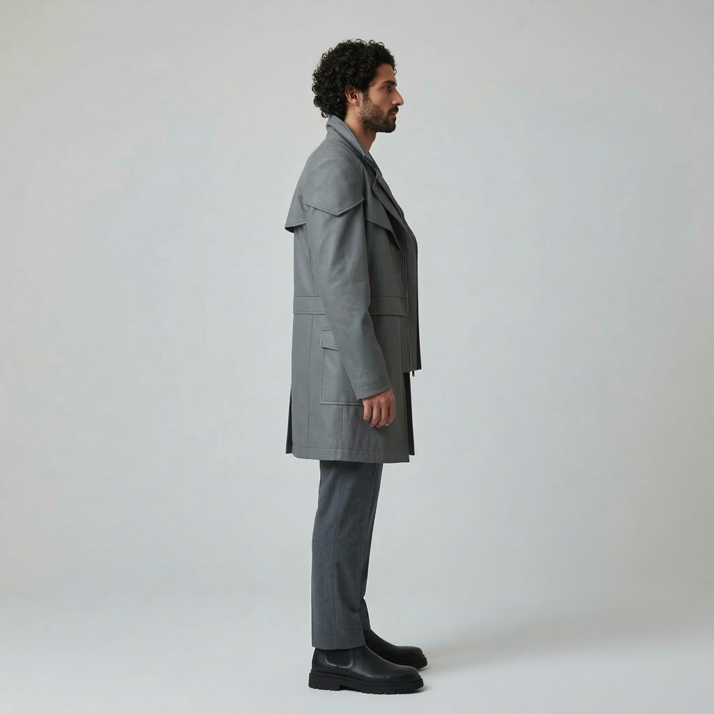 Men's Layered-Collar Zip Coat
