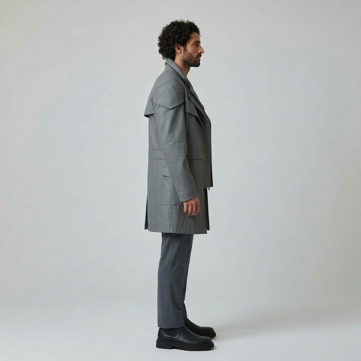 Men's Layered-Collar Zip Coat