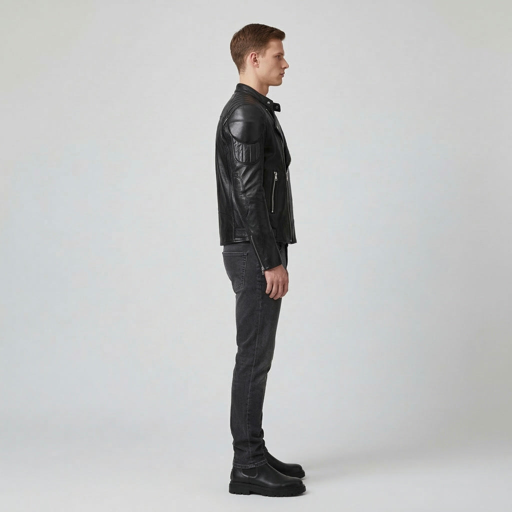 Men's Asymmetric Faux-Leather Moto Jacket