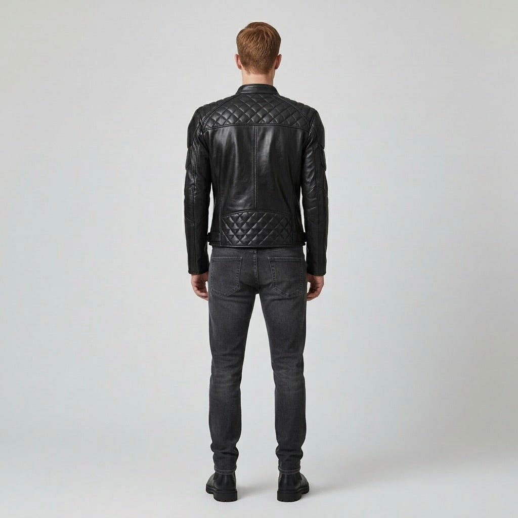 Men's Asymmetric Faux-Leather Moto Jacket