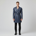 Men's Belted Faux-Leather Overcoat