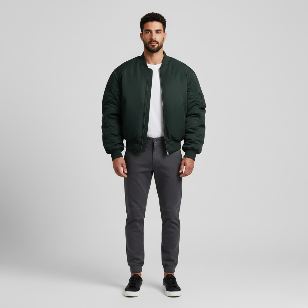 Men's Padded Zip-Up Bomber Jacket