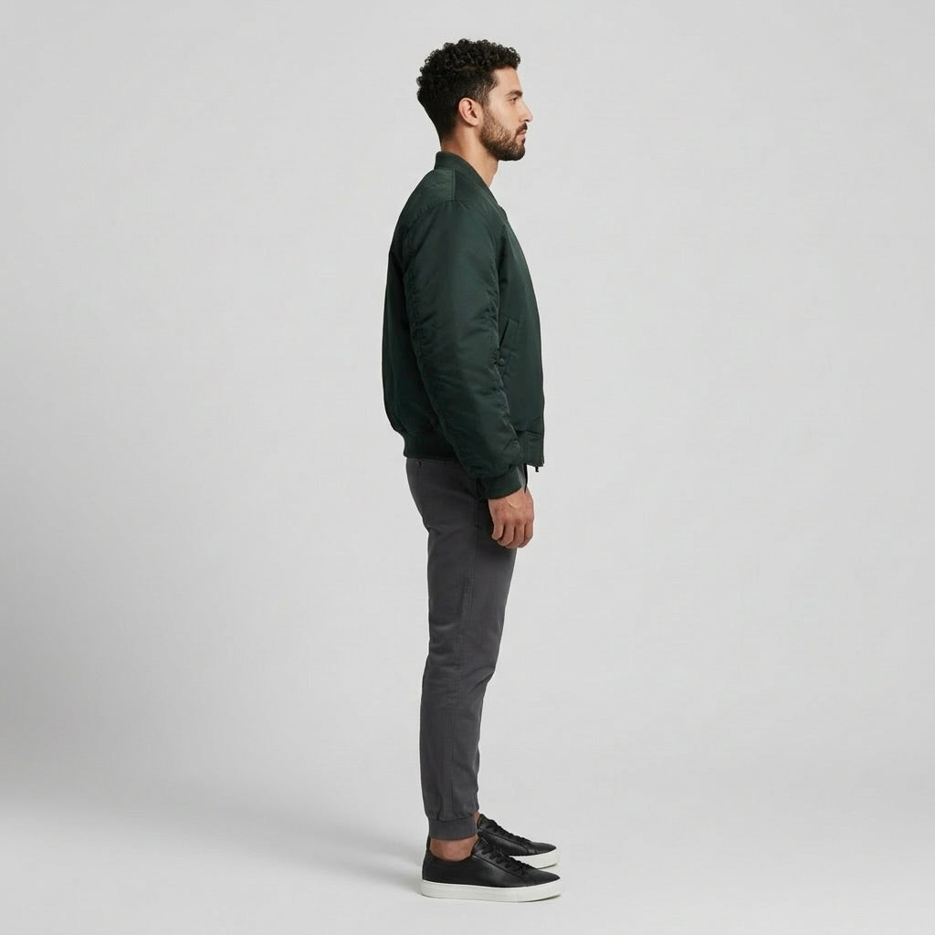 Men's Padded Zip-Up Bomber Jacket