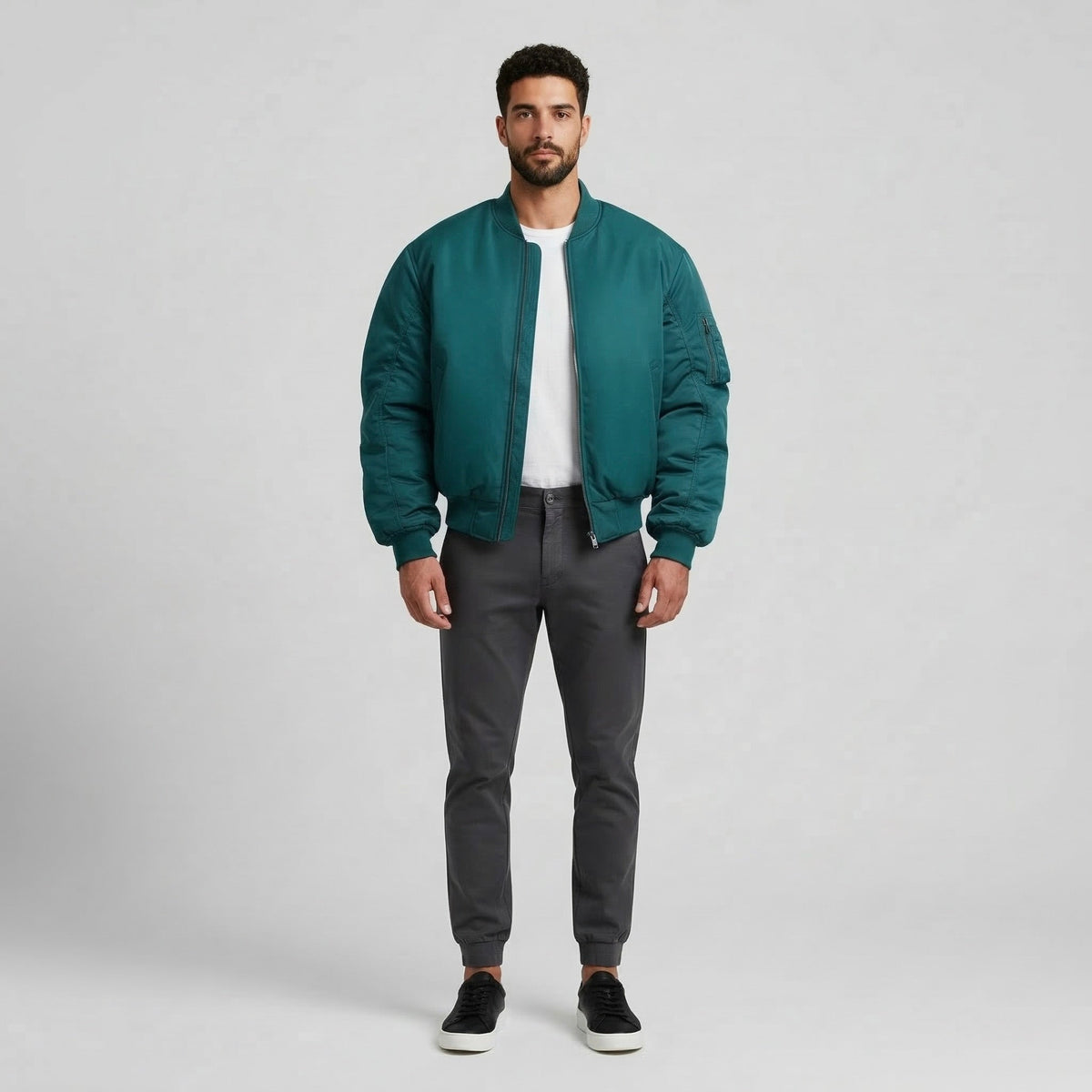 Men's Padded Zip-Up Bomber Jacket