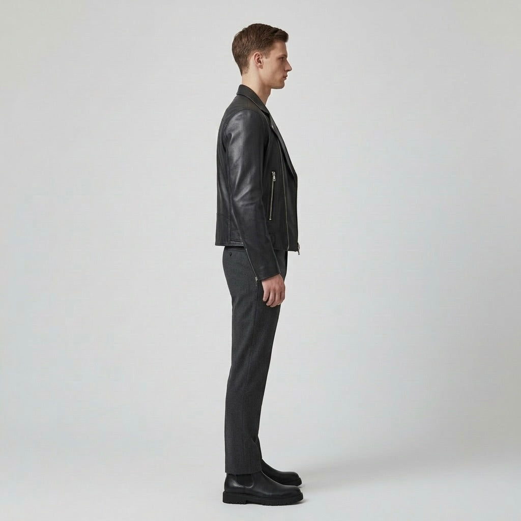 Men's Asymmetric Faux-Leather Jacket