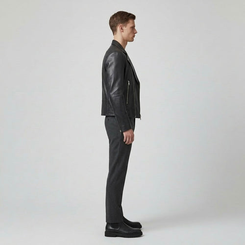 Men's Asymmetric Faux-Leather Jacket