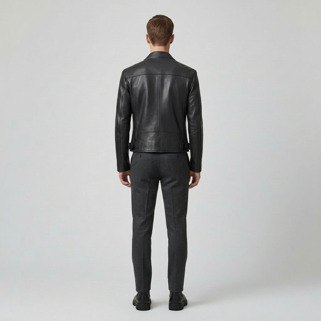 Men's Asymmetric Faux-Leather Jacket