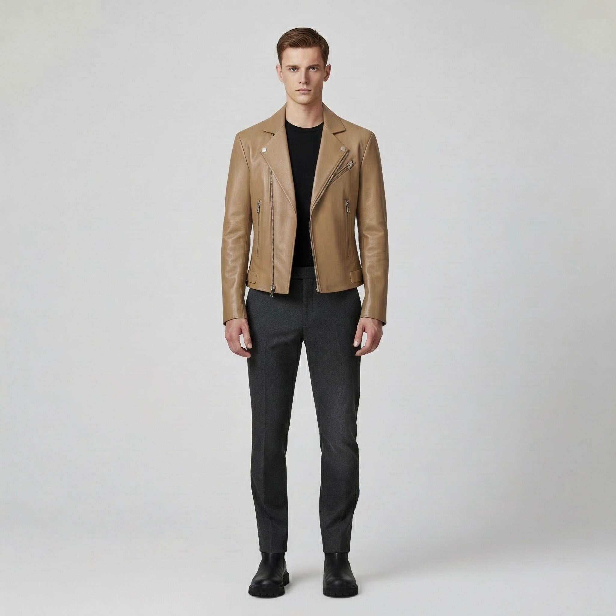 Men's Asymmetric Faux-Leather Jacket