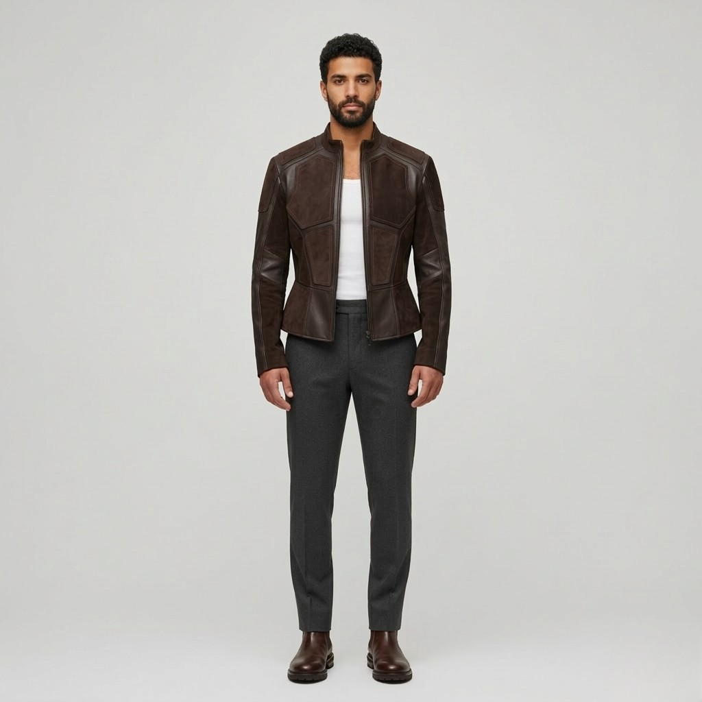 Men's Panelled Faux-Leather Jacket
