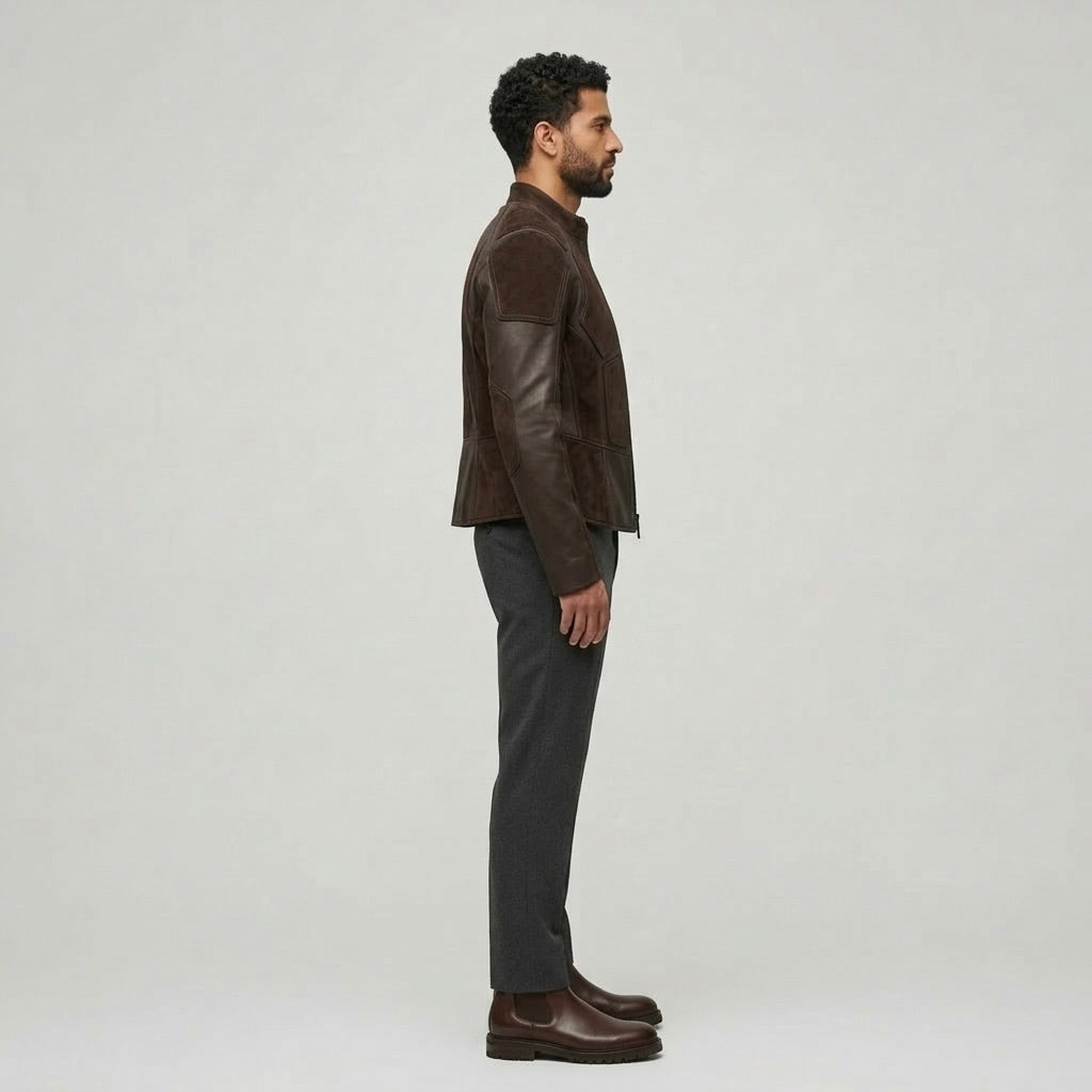 Men's Panelled Faux-Leather Jacket