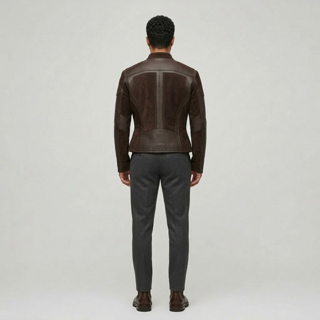 Men's Panelled Faux-Leather Jacket