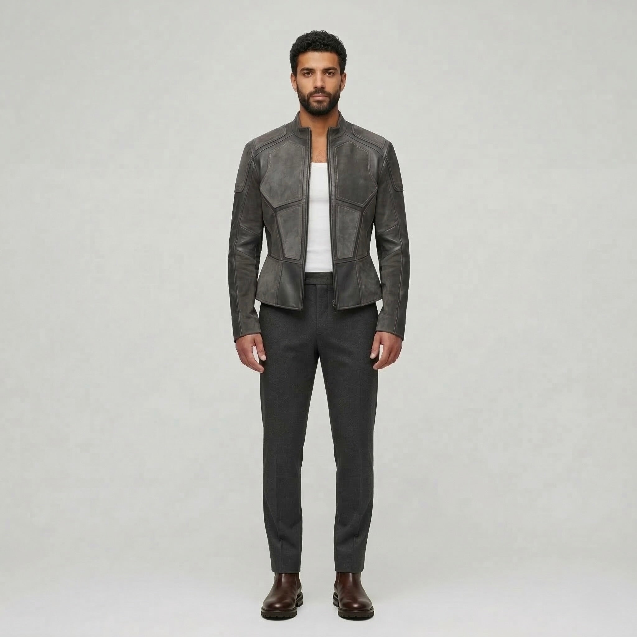 Men's Panelled Faux-Leather Jacket