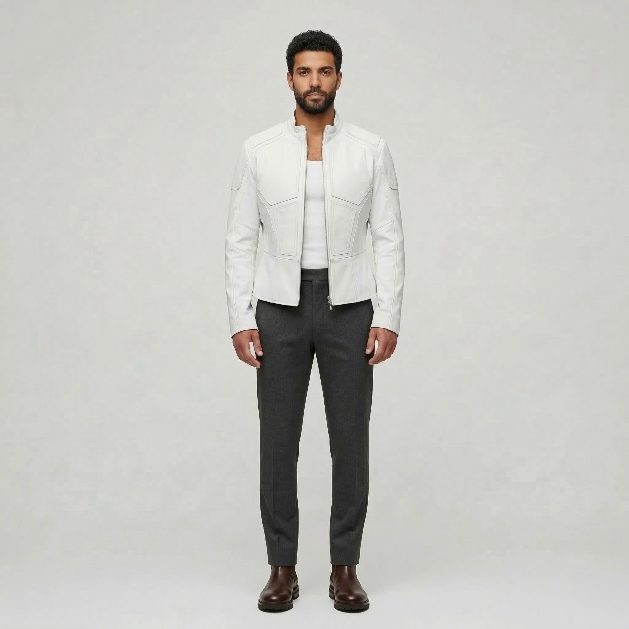 Men's Panelled Faux-Leather Jacket
