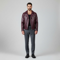 Men's Faux-Leather Moto Zip Jacket