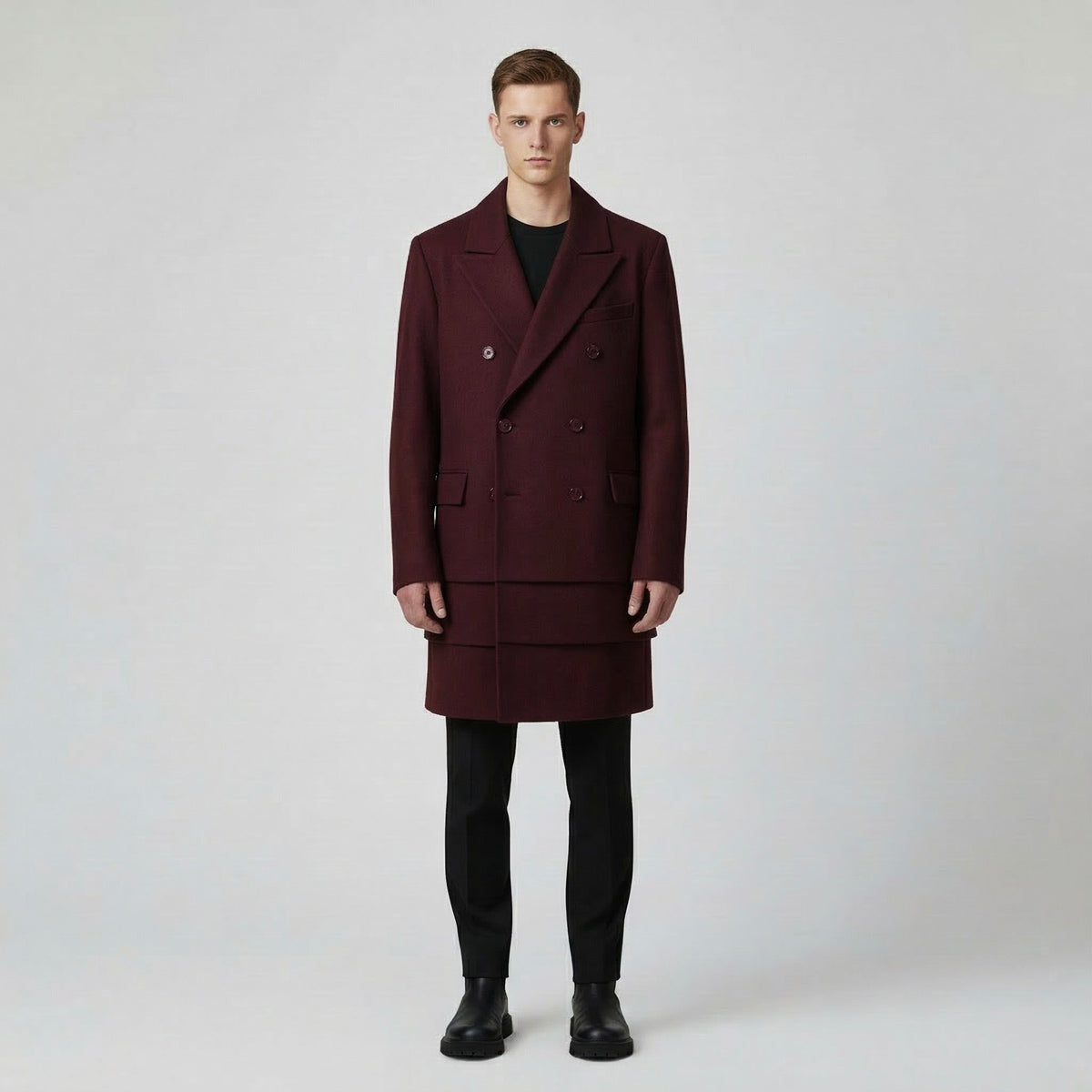 Men's Double-Breasted Tailored Overcoat