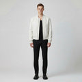 Men's Faux-Leather Zip Bomber Jacket