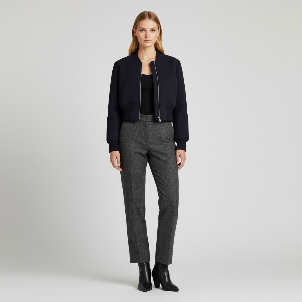 Women's Structured Zip-Front Cropped Jacket