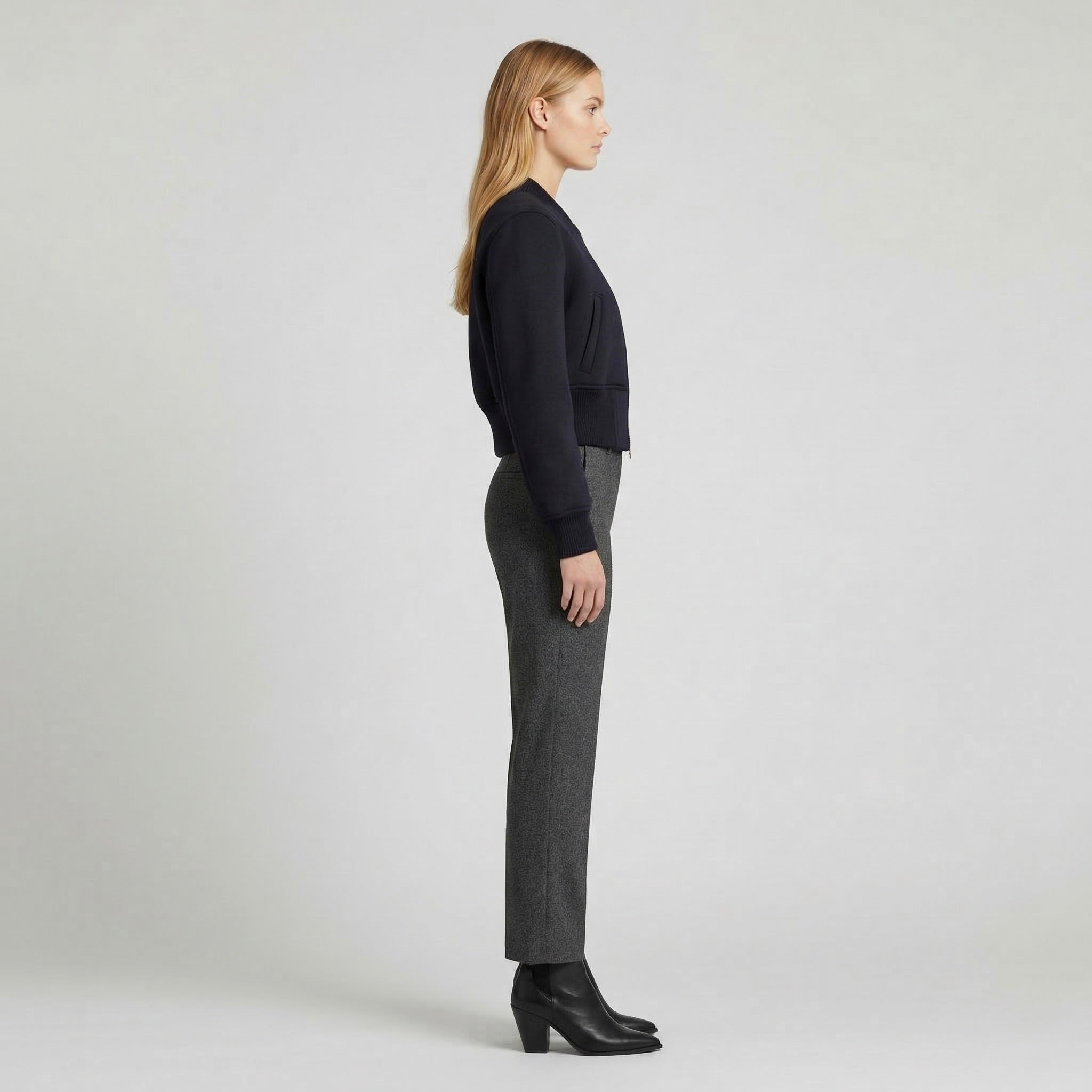 Women's Structured Zip-Front Cropped Jacket