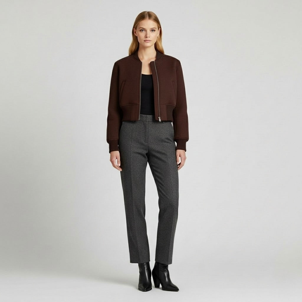 Women's Structured Zip-Front Cropped Jacket
