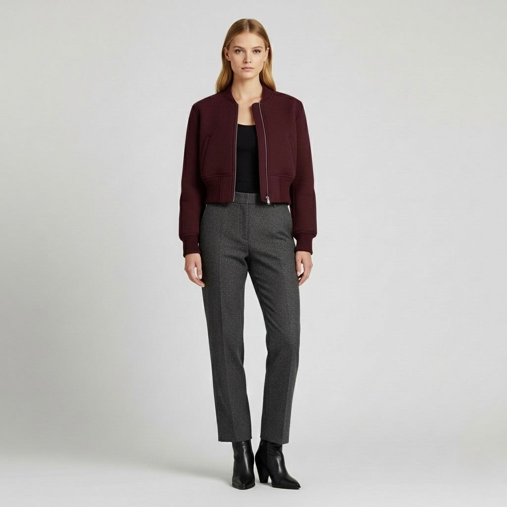 Women's Structured Zip-Front Cropped Jacket