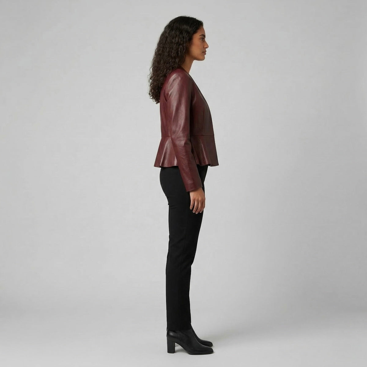 Women's Sculpted Faux-Leather Peplum Jacket