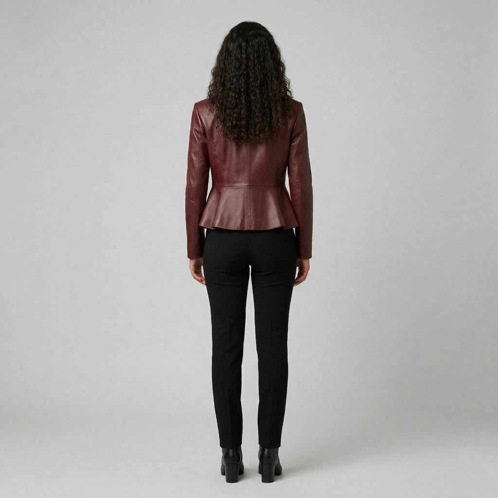 Women's Sculpted Faux-Leather Peplum Jacket
