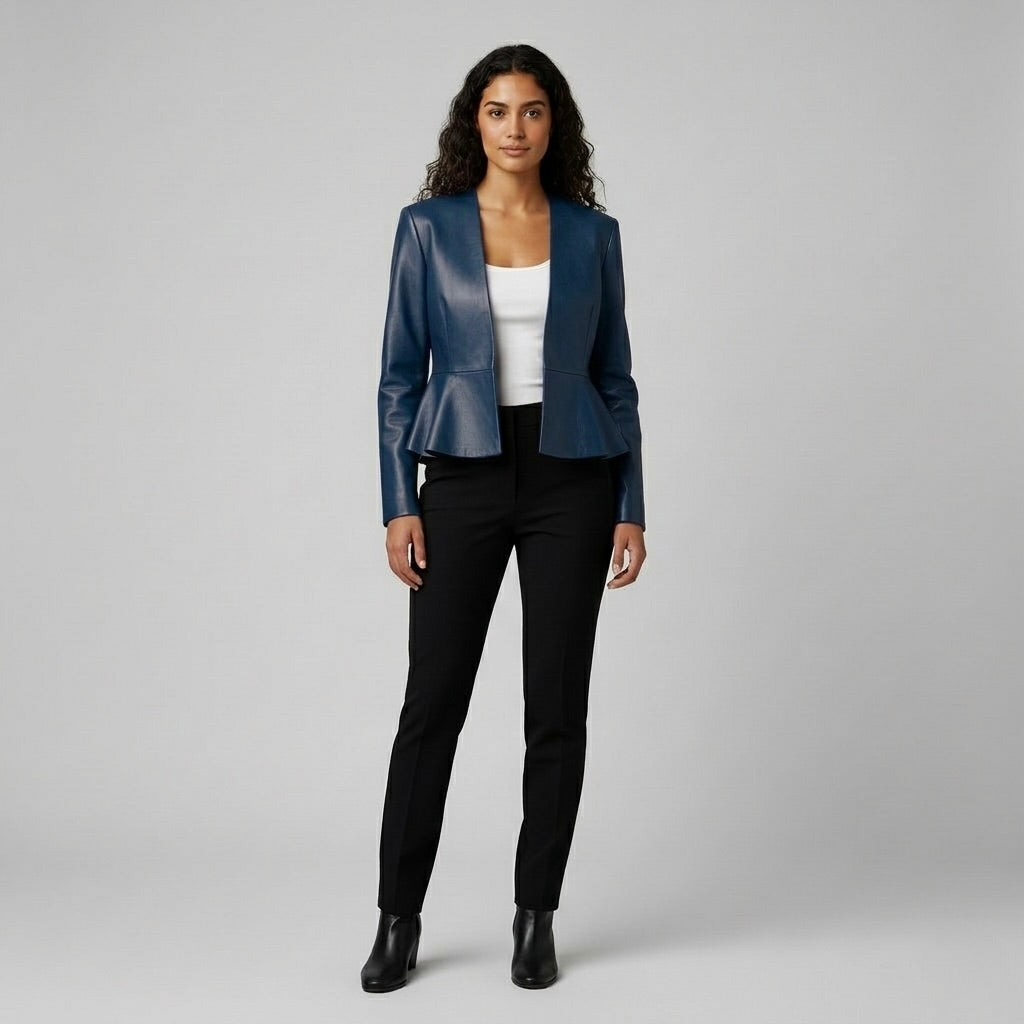 Women's Sculpted Faux-Leather Peplum Jacket