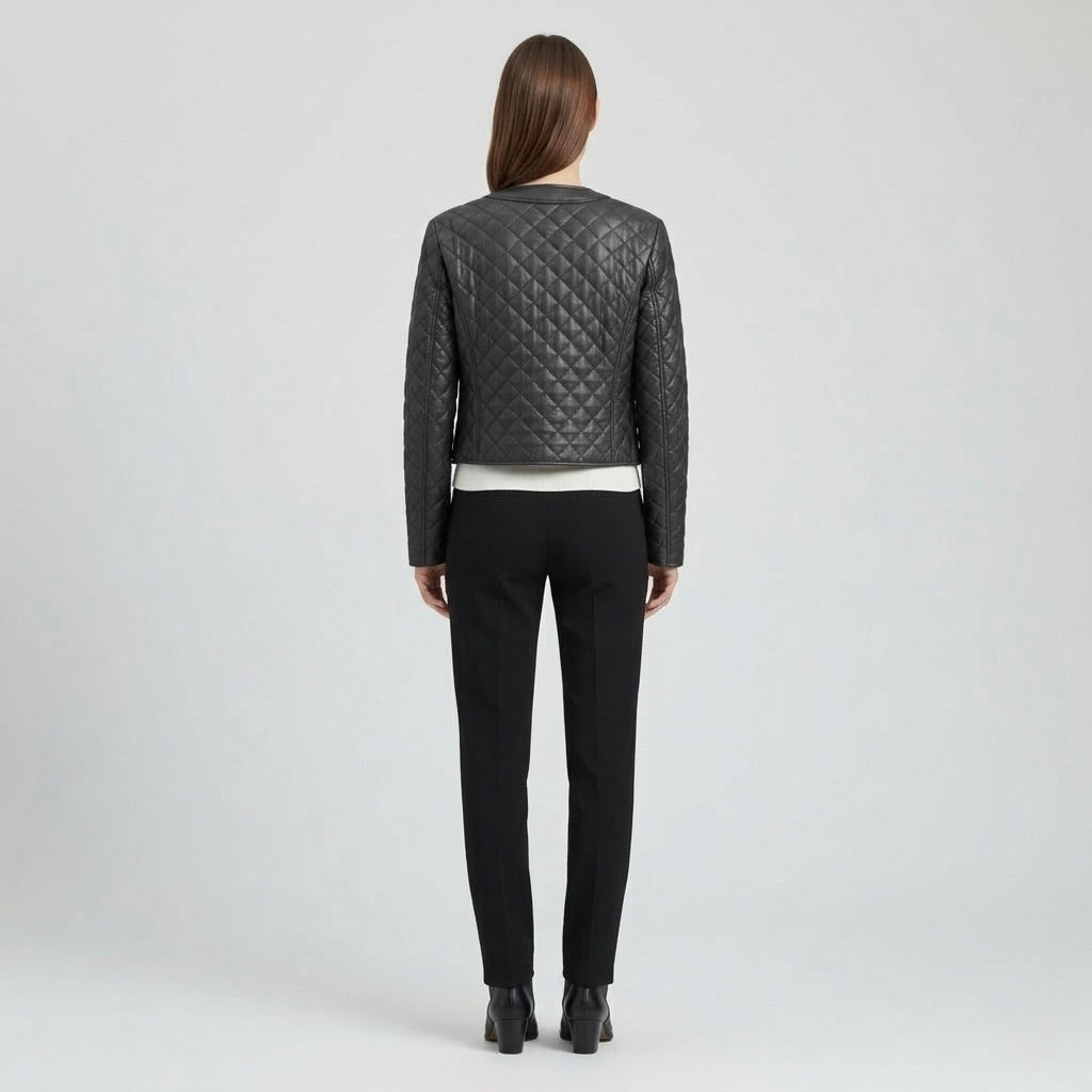 Women's Quilted Faux-Leather Jacket