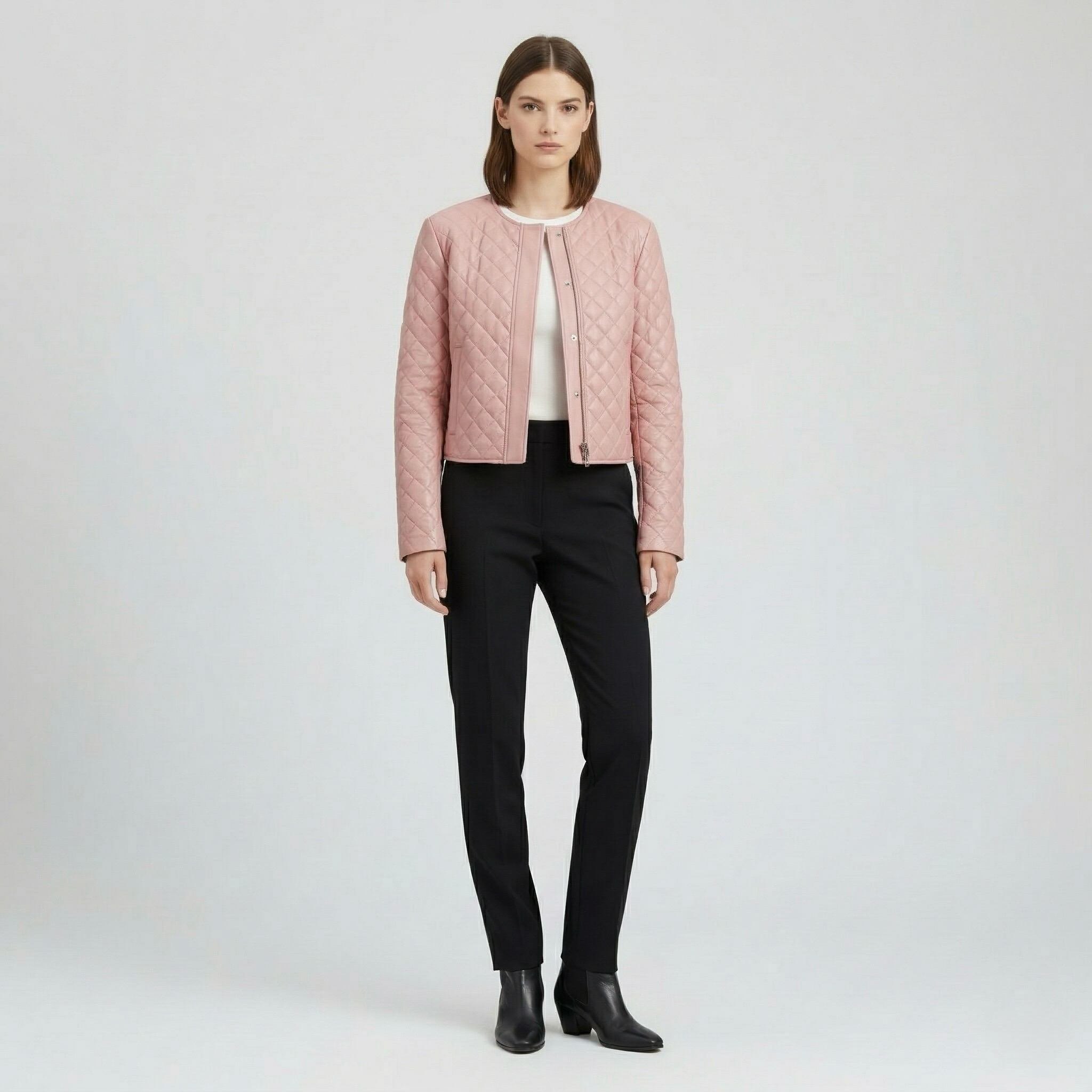 Women's Quilted Faux-Leather Jacket