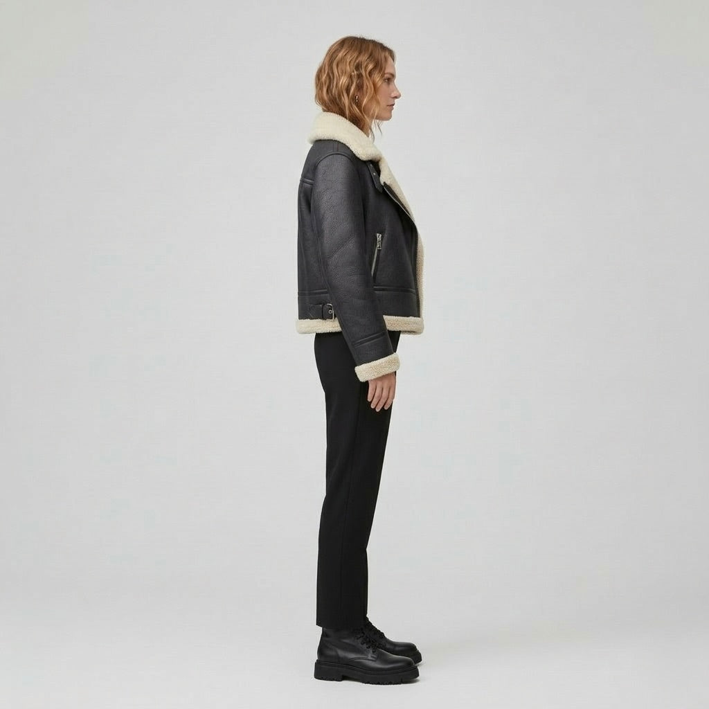 Women's Faux-Shearling Aviator Jacket