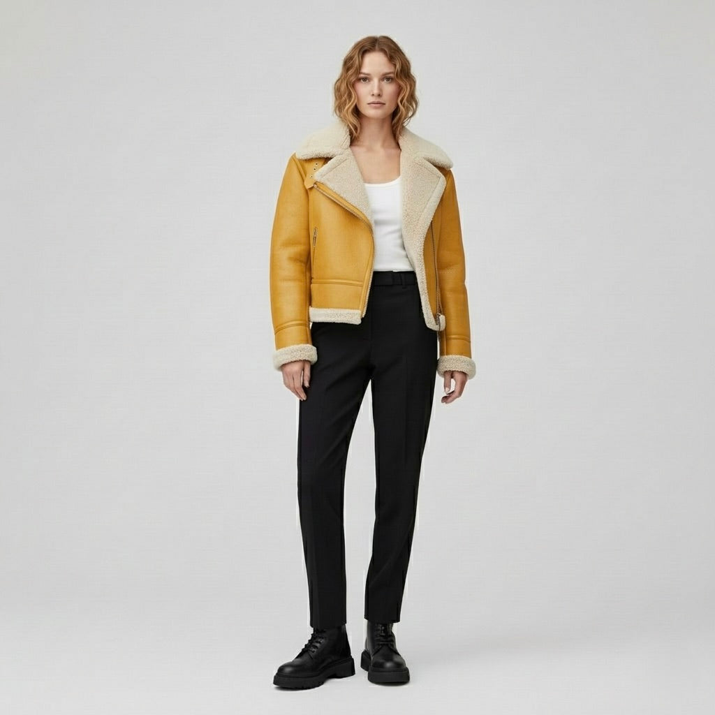 Women's Faux-Shearling Aviator Jacket