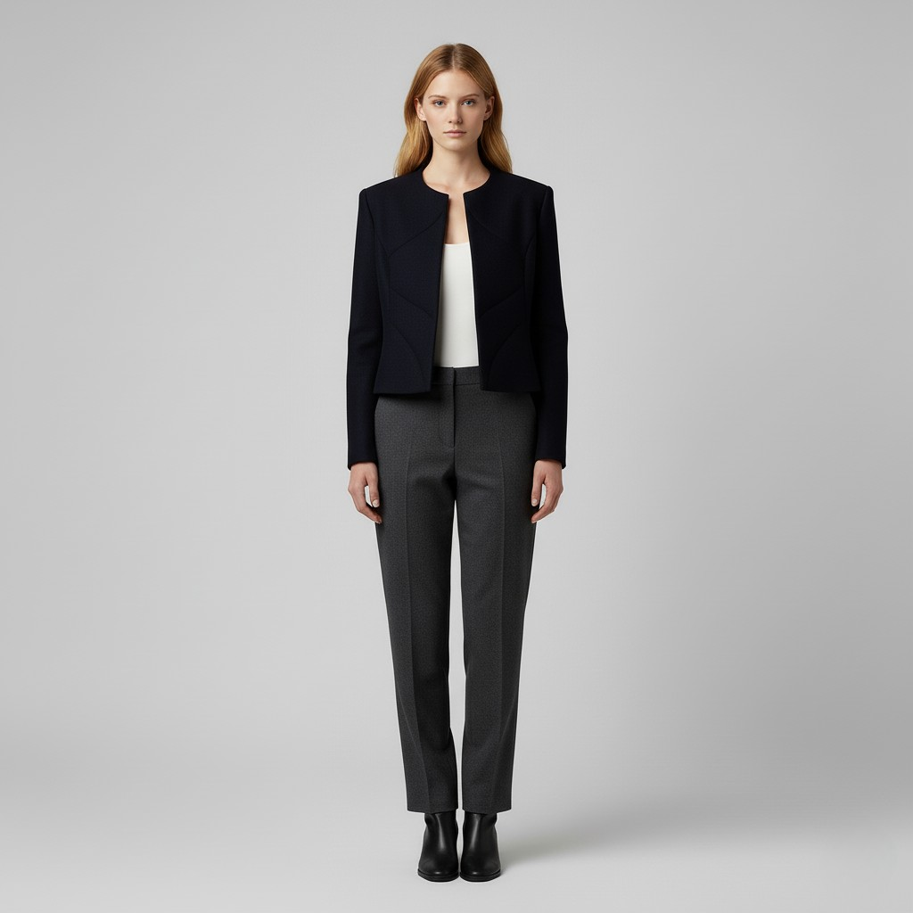 Women's Collarless Cropped Blazer