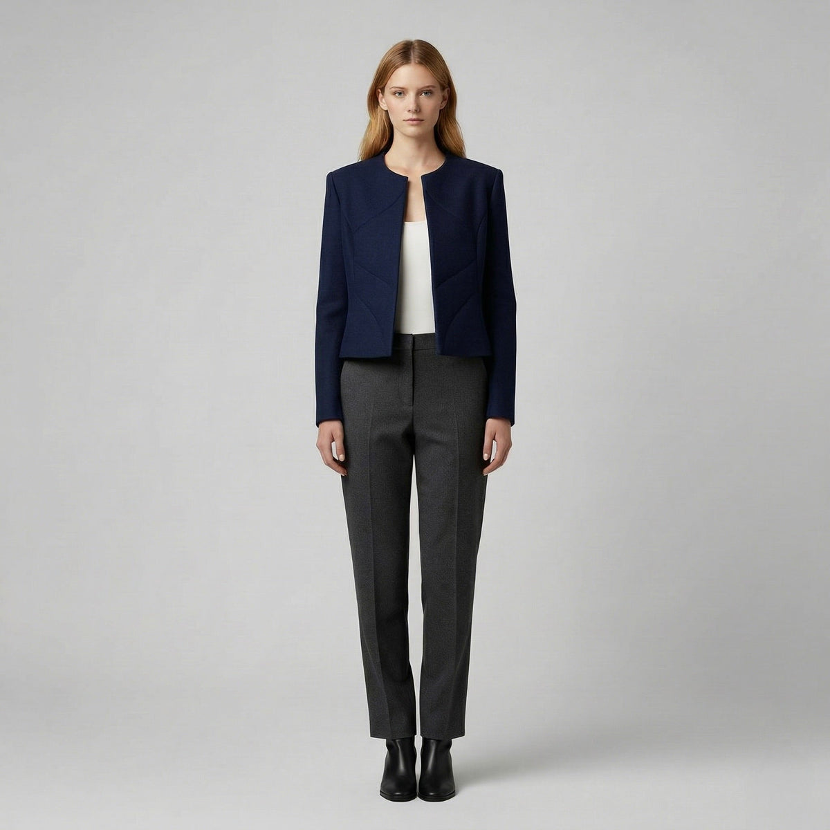 Women's Collarless Cropped Blazer