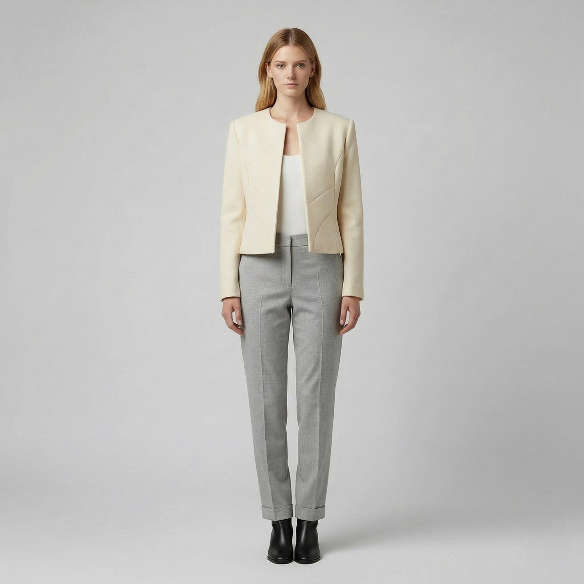 Women's Collarless Cropped Blazer