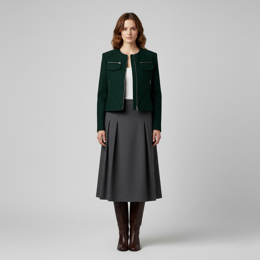 Women's Zip-Pocket Cropped Jacket