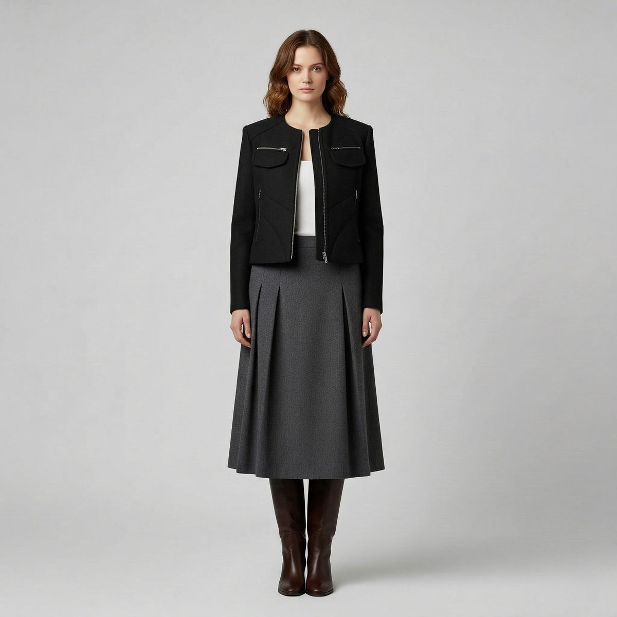 Women's Zip-Pocket Cropped Jacket