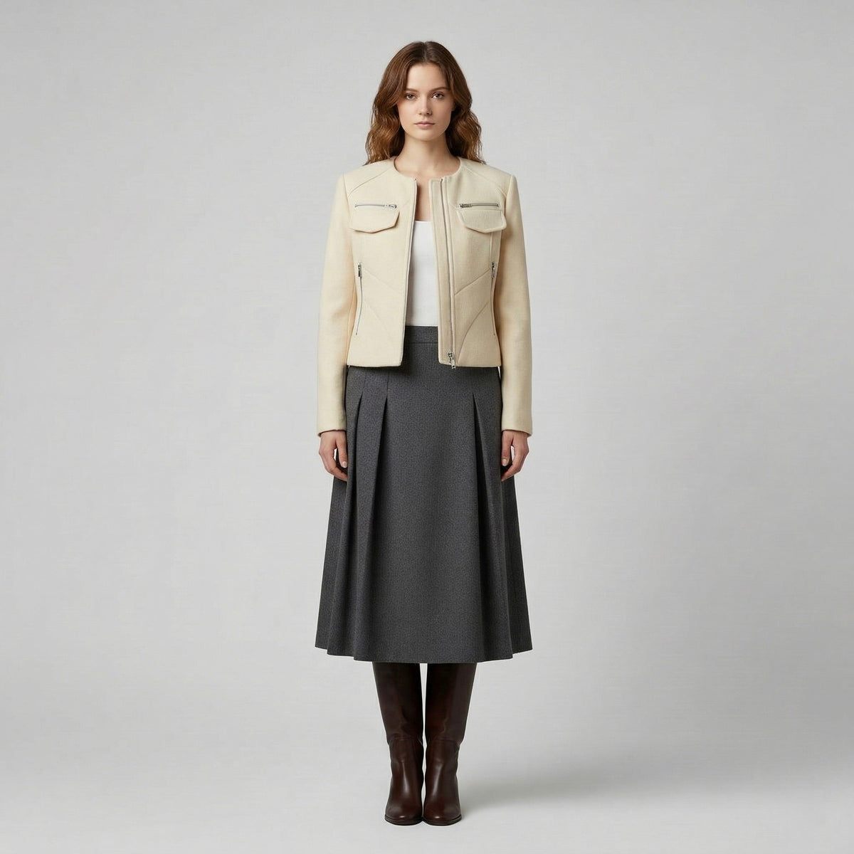 Women's Zip-Pocket Cropped Jacket